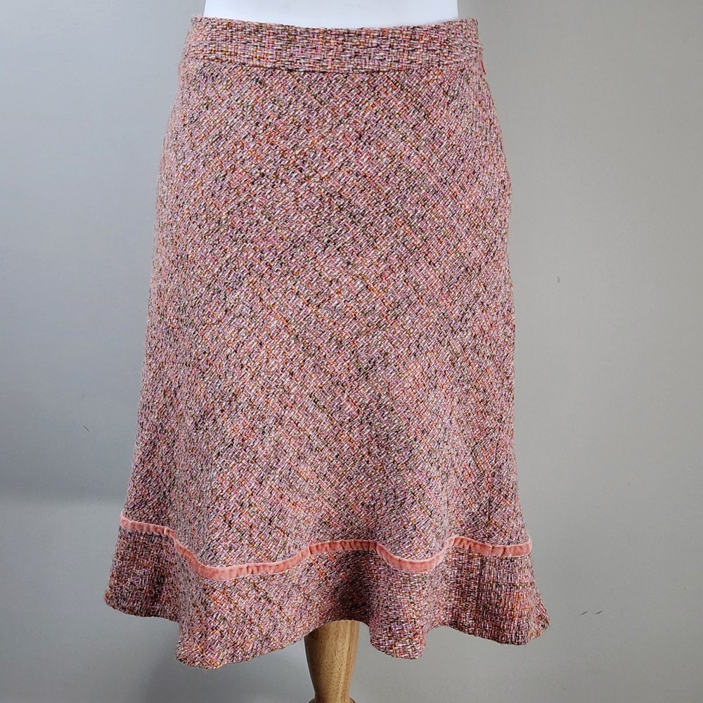 Gap Tweed Skirt Womens 8 Pink Wool Blend A-Line Elle Woods Preppy Cottagecore